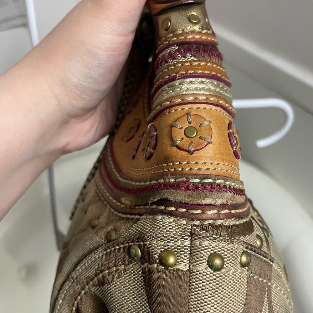 Coach Canvas Hobo Bag in Brown and Tan - Picture 9 of 9